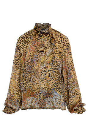 Silk top with decorative tie at the neckline